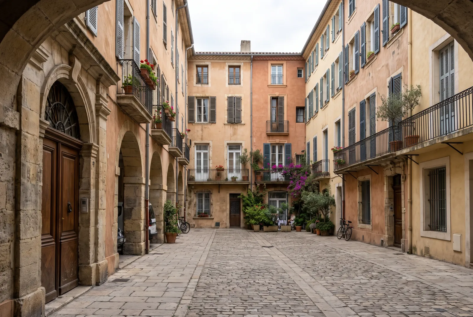 Cour intérieure d'un immeuble à Aubagne